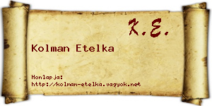 Kolman Etelka névjegykártya